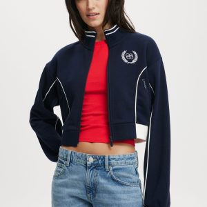 Graphic Cropped Zip Through