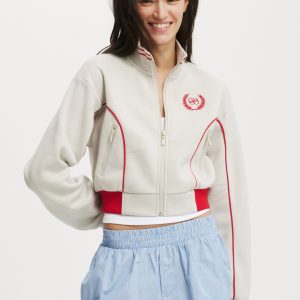 Graphic Cropped Zip Through