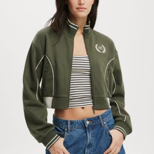Graphic Cropped Zip Through