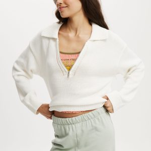 Cotton Half Zip Collar Pullover