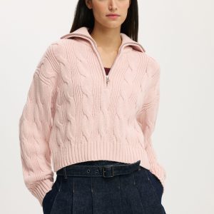 Cotton Cable Half Zip Pullover