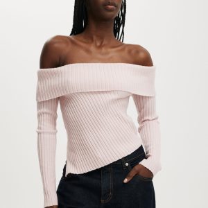 Asym Rib Off Shoulder Knit