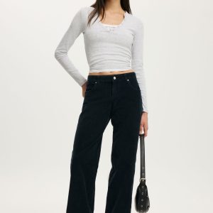 Low Rise Straight Cord Pant