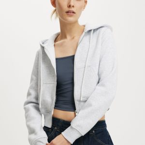 Premium Cropped Zip Through Hoodie