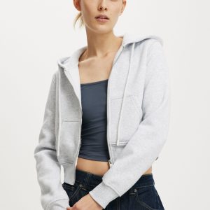 Premium Cropped Zip Through Hoodie