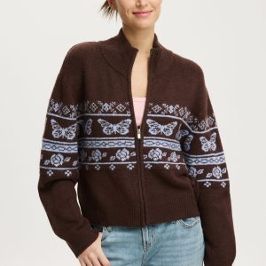 Intarsia Knit Bomber