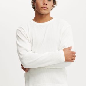 Cropped Fit Textured Long Sleeve