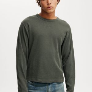 Cropped Fit Textured Long Sleeve