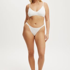 Organic Cotton Lace Thong Brief