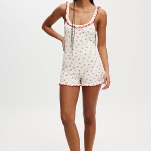 Rib Ruffle Boyleg Romper