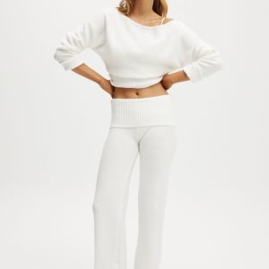 Roll Waist Fluffy Knit Pant