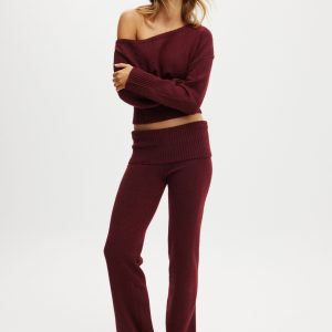 Roll Waist Fluffy Knit Pant