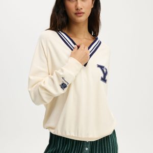 Yale Waffle V Neck Sleep Sweater